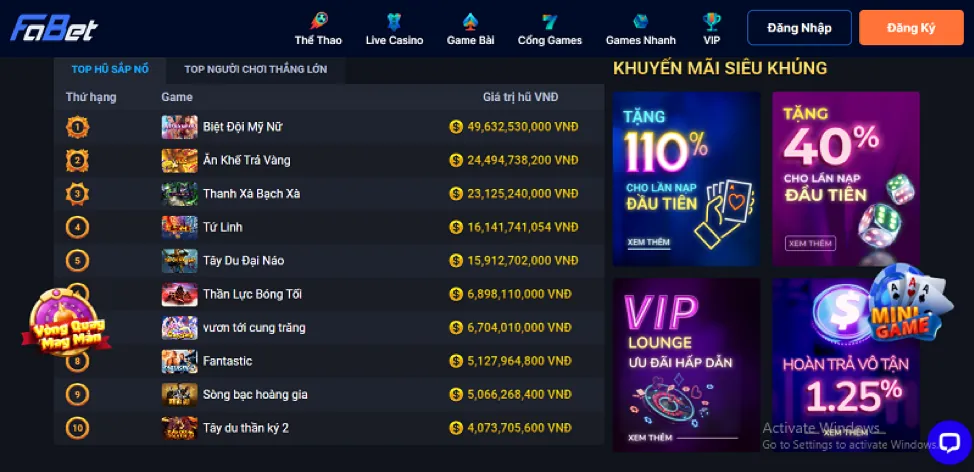 Hoàn trả Slot hàng ngày/tuần